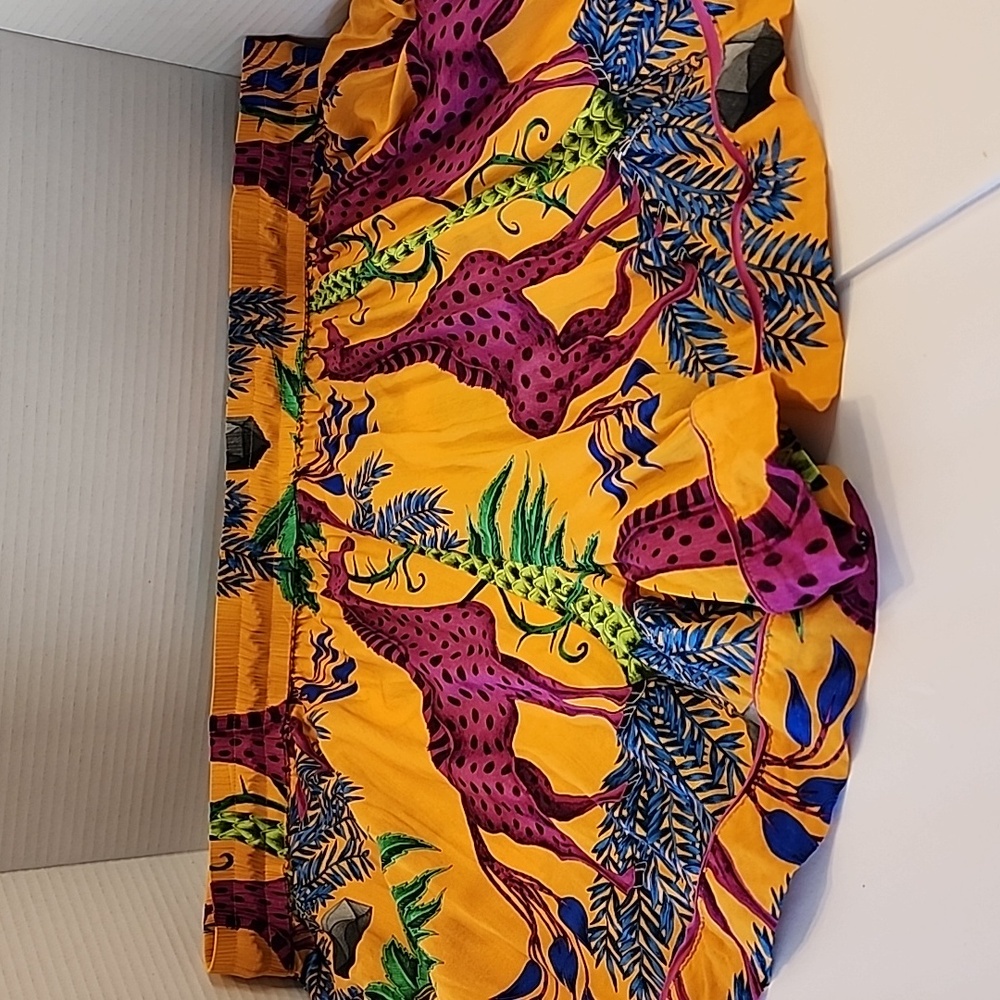 ANTHROPOLOGIE ORANGE Shorts EMMA SHIPLEY GIRAFFE Palms w/tie 3X - Picture 5 of 7